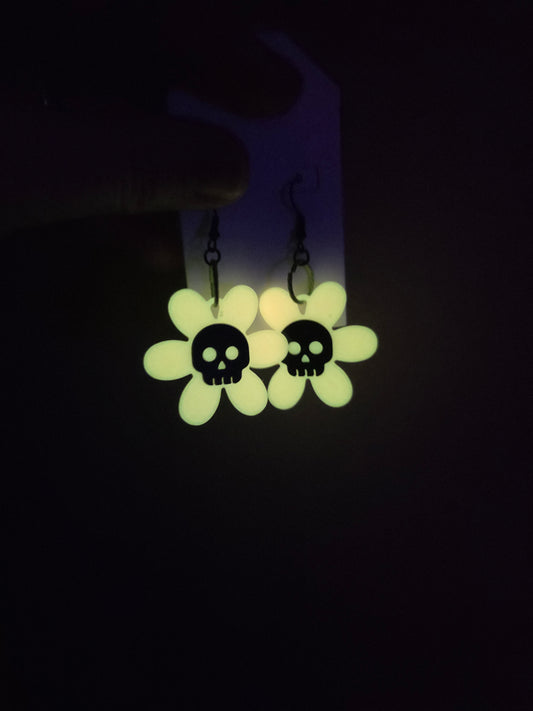 Daisy Skull Earrings