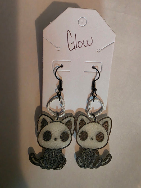 Glow in the dark Cat Earrings