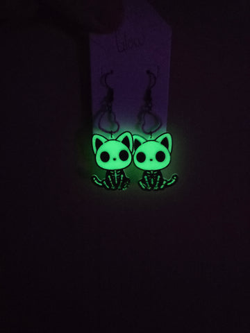 Glow in the dark Cat Earrings