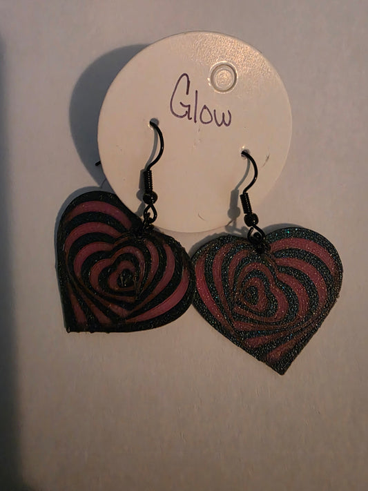 Glow in the dark heart earrings
