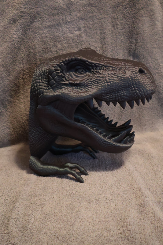 Wall mountable dino headset and controller holder