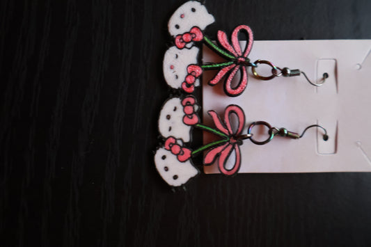 BOW H. KITTY EARRINGS