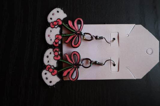 BOW H. KITTY EARRINGS