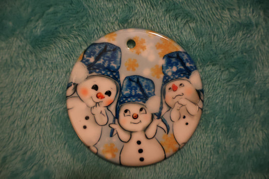 Blue Snowmen ornament