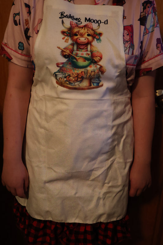 Highland Cow Baking MOO-D Apron Set