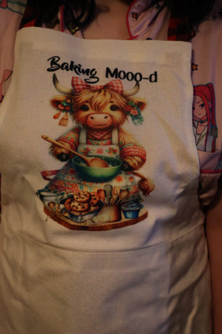 Highland Cow Baking MOO-D Apron Set