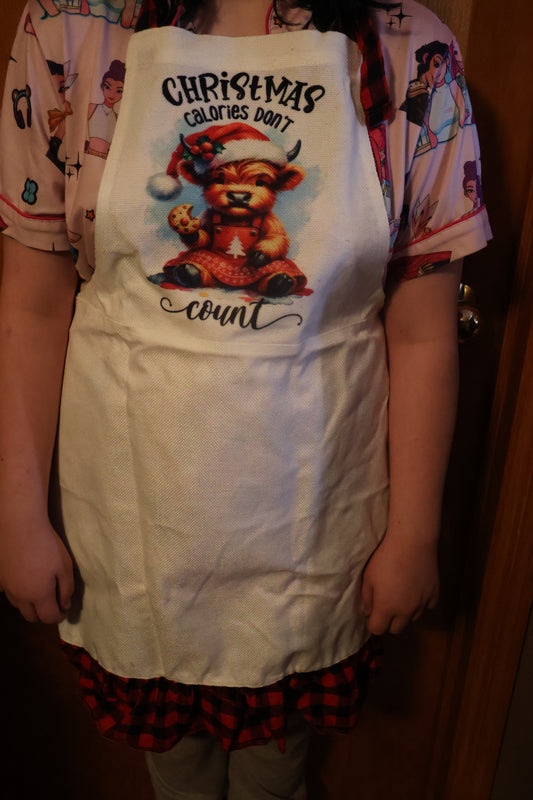 Highland Cow Christmas Calories Don't Count Apron Set