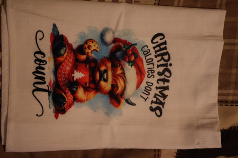 Highland Cow Christmas Calories Don't Count Apron Set