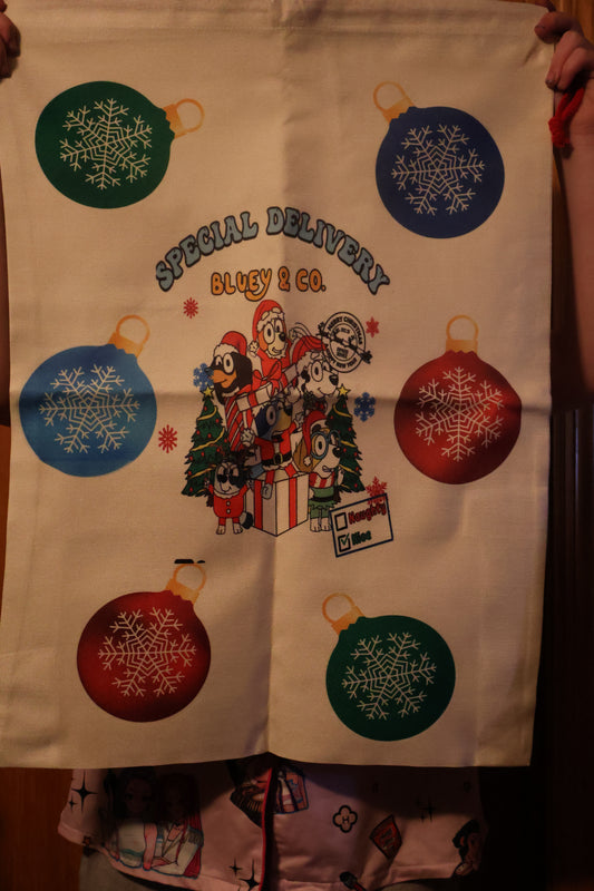 Blue dog Santa Sack