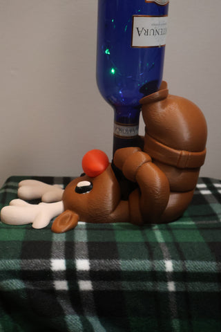 Red nose reindeer wine/liquor bottle holder