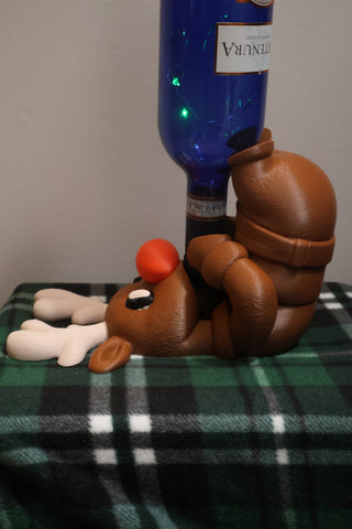 Red nose reindeer wine/liquor bottle holder