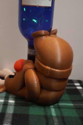 Red nose reindeer wine/liquor bottle holder